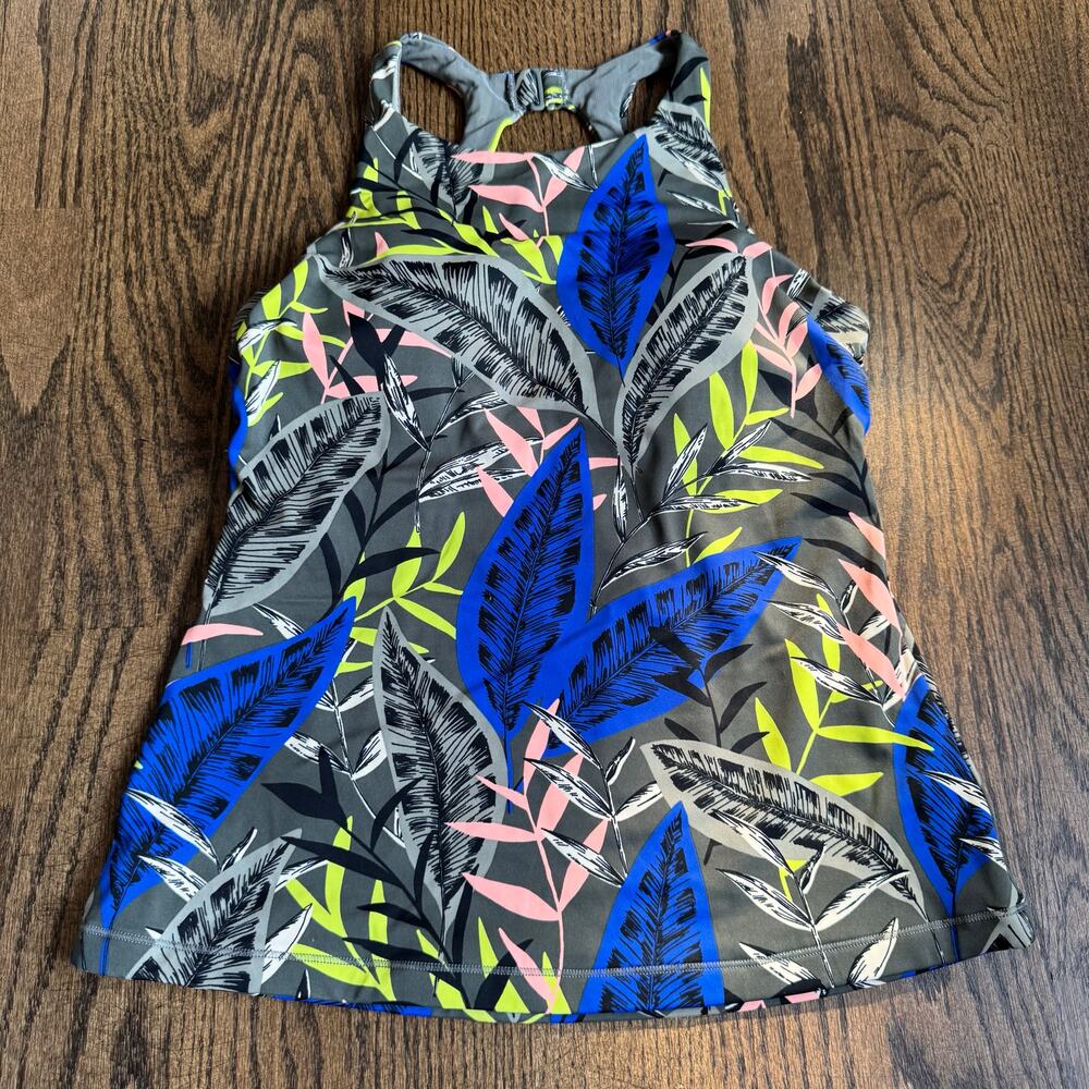 Athleta Womens High Neck Palm Underwire Tankini Swim Suit Top Size 36B/36C
